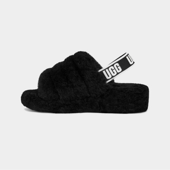 New In Box Women’s UGG “Fluff Yeah Slide” Black - Picture 3 of 6